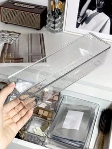 透明亚克力可堆叠抽屉收纳盒，多功能桌面抽屉分隔盒，可用于收纳化妆品和珠宝、办公用品、浴室和厨房梳妆台物品。非常适合宿舍、公寓、房车、出租房或家庭使用。是送给女性的完美生日、情人节、母亲节或圣诞节礼物。 - 無色 - 查看 7