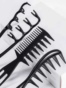 2/3pcs Set Of Texture Comb, Increased Volume Wide Tooth Hair Comb, Fluffy Wide Tooth Curly Hair Comb, Men'S Texture Styling Comb Increased Volume, Double-Sided Tail Wide Tooth Texture Comb, Unisex Hair Styling Tool - Black - View 7