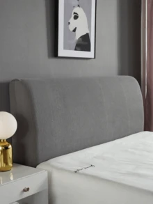 1pc Headboard Cover - High Elasticity Anti-Dirt Headboard Cover With Skin-Friendly Softness - Bedroom Headboard Cover Suitable For All Seasons - Decorative Headboard - Grey - View 2