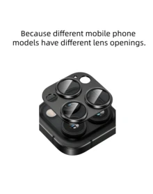 16Pro/16Pro Max Camera Lens Protector, Metal Aluminum Alloy Tempered Glass Camera Screen Protector Accessories, Compatible With Iphone 15Pro/16ProMax 2024 - Black - View 11