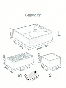 6件套布艺化妆品收纳盒抽屉整理器多隔层珠宝收纳盒便携式化妆品收纳盒带提手家居装饰房间装饰卧室装饰旅行收纳梳妆台收纳盒柔软纺织防尘收纳方案 - 黑色 - 查看 16