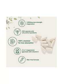 Micro Ingredients 纯甘氨酸镁 1000 毫克，含维生素 C（纯净系列）300 粒胶囊 - 300 Capsules - 查看 3