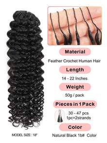 Boho Braids Miracle Knot Human Crochet Hair In 100% Remy Feather Line Crochet Hair Braids Salon Silky Seamless Invisible Natural Black Jerry Curl Miracle Knots Feather Crochet Human Hair Braiding For Woman Micro Pre Looped Crochet Hair Jerry Curly Extensions - Natural Black - View 2