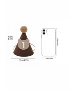 SHEIN 1 件 17cm * 12cm 可爱棕熊形状无纺布生日帽，派对帽装饰，发夹发饰，生日礼物，适合 1-9 岁 - 棕色 - 查看 3