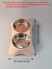 1个宠物不锈钢双碗猫狗食物饮水器，二合一加高防滑喂食器，适用于中小型宠物，家用 - 20ml - 查看 3