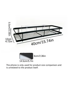 Bathroom Accessory Storage Rack, Black Shower Rack, Adhesive Installation, Home Bathroom Decor, Bathroom Storage Rack, Autumn Decor. - Black - View 3