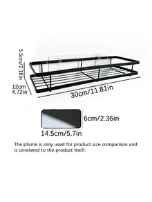 Bathroom Accessory Storage Rack, Black Shower Rack, Adhesive Installation, Home Bathroom Decor, Bathroom Storage Rack, Autumn Decor. - Black - View 2