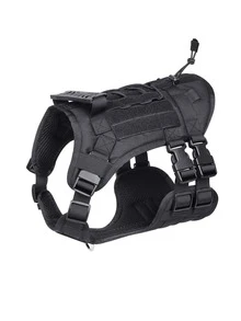 1pc Black Pet Chest And Back Strap, Simple Outdoor Training Adjustable Large Dog Vest For Walking And Training - Black - View 6