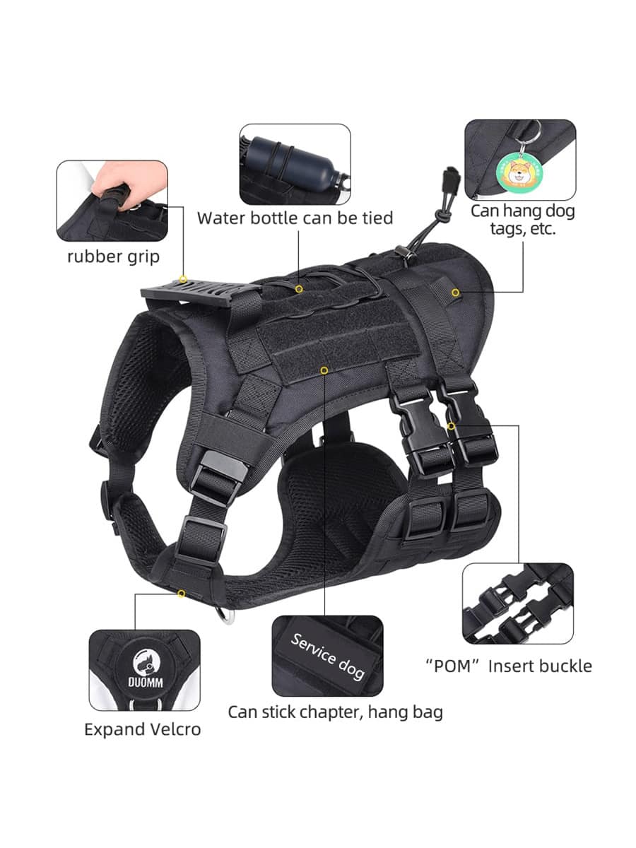 1pc Black Pet Chest And Back Strap, Simple Outdoor Training Adjustable Large Dog Vest For Walking And Training - Black - View 1