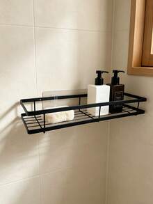 Bathroom Accessory Storage Rack, Black Shower Rack, Adhesive Installation, Home Bathroom Decor, Bathroom Storage Rack, Autumn Decor. - Black - View 4