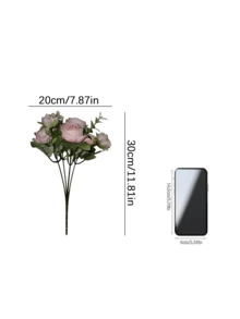 A Realistic Rose Bouquet, With A Lifelike Texture, Resembling Peony Flowers. Suitable For Home And Wedding Decorations, Party Table Settings, Mother's Day, Valentine's Day, Birthday, Graduation Ceremonies, Etc. - Pink - View 7