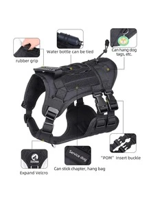 1pc Black Pet Chest And Back Strap, Simple Outdoor Training Adjustable Large Dog Vest For Walking And Training - Black - View 7