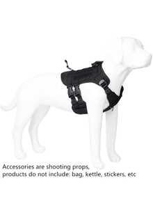 1pc Black Pet Chest And Back Strap, Simple Outdoor Training Adjustable Large Dog Vest For Walking And Training - Black - View 9