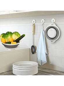 1 Pc Collapsible Colander And Strainer, Silicone Strainer Colanders & Food Strainers, For Vegetable And Fruit, Kitchen Essentials - Grey - View 2