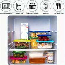 5/10/15/25PCS Transparent Plastic Food Storage Containers With Blue Lids - Stackable, Reusable, Ideal For Kitchen Organization - Suitable For Grains, Meats, Fruits And Vegetables - Dishwasher And Microwave - Multicolor - View 6