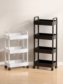 3-Tier Rolling Makeup Storage Cart, Plastic Freestanding Multi-Functional Trolley With Rotating Tray, Easy Assembly, Multi-Purpose Organizer For Office, Bathroom, Kitchen & Pantry, No Power Required - Multicolor - View 3