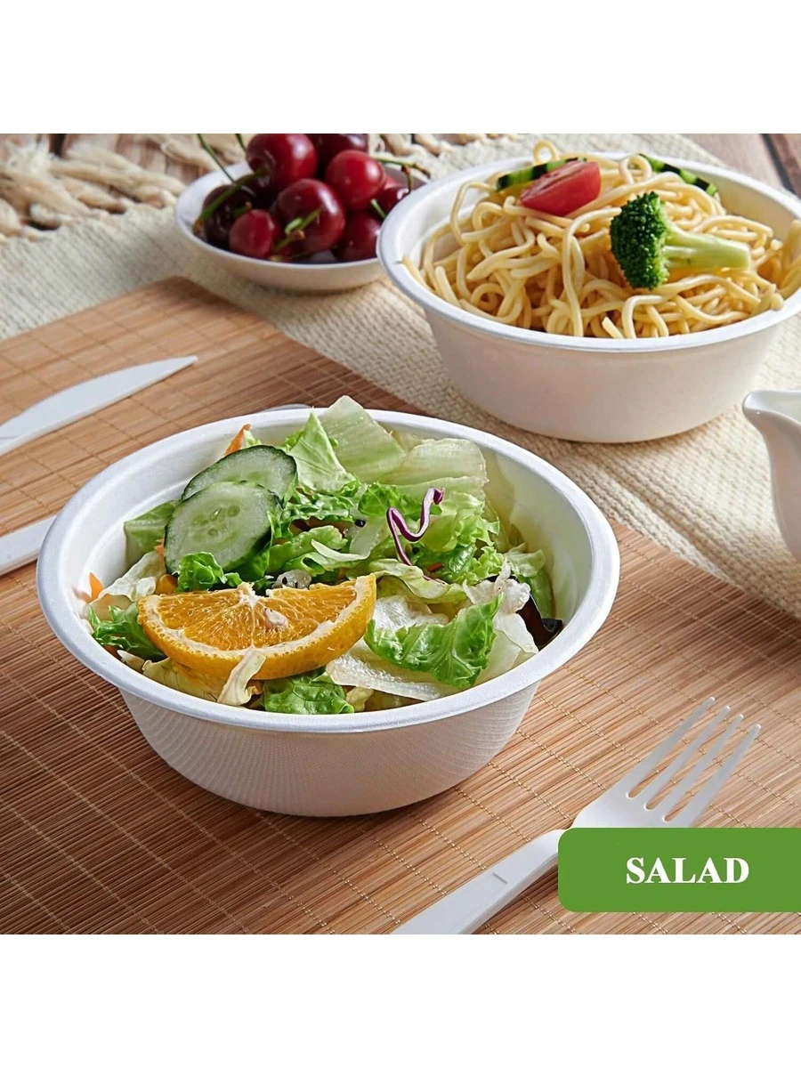50个17盎司可堆肥纸碗，大包装，耐用白色纸碗，适用于盛装冷热食物，是户外烧烤、日常用餐、生日派对、露营、野餐、婚礼、朋友聚会的理想之选。 - 彩色 - 查看 1