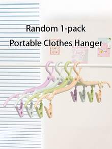 2PCS, Multi Functional Folding Clothes Rack, Capable Of Drying Socks, Underwear, Towels, Windproof Folding Clothes Rack, Compact And Convenient Clothes Rack - Random Color Sent - View 2
