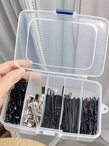 Multi-Compartment Clear Storage Box, Neat Organizer For Hair Clips And Jewelry, Portable For Travel, Ideal Daily Use And Holiday Gift - Multicolor - View 1