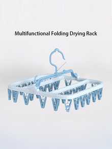 2PCS, Multi Functional Folding Clothes Rack, Capable Of Drying Socks, Underwear, Towels, Windproof Folding Clothes Rack, Compact And Convenient Clothes Rack - Random Color Sent - View 6