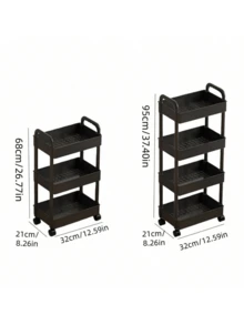 3-Tier Rolling Makeup Storage Cart, Plastic Freestanding Multi-Functional Trolley With Rotating Tray, Easy Assembly, Multi-Purpose Organizer For Office, Bathroom, Kitchen & Pantry, No Power Required - Multicolor - View 2