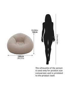 1pc Inflatable Sofa, Inflatable Bean Bag Sofa, PVC Single-Person Spherical Sofa, Foldable Outdoor Lounge Chair (Bottom Of Bulk Goods In Gray And Black, Sent Randomly) - Khaki - View 8