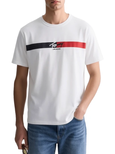 Tommy Hilfiger Signature Stripe Men's T-Shirts White