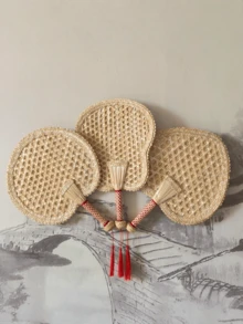 Cirelle 手工编织竹扇，带流苏，经典手摇工艺扇，编织工艺精湛，无折痕，不易变形，适合庭院品茶、日常公园旅行、户外野餐等场合。 - 多色 - 查看 5