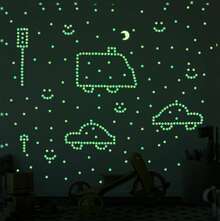 100pcs Moon & Star Pattern Glow In The Dark Wall Sticker, Modern PVC Wall Decal For Home Wall Decoration, Stickers, Wall Decal, Vinyl Decal For Home Decorations, Spring Decoration Items Refresh Your Home, Rama Decoration Stickers Gifts Birthday Graduation - one-size - View 1