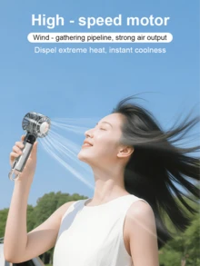 Teckwe 2026新款透明手持風扇，冰感冷卻與強力渦輪風，便攜式USB充電迷你風扇，適合夏季戶外旅行，2000mAh大容量電池 - 多色 - 查看 3