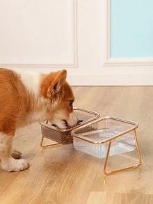 Ergonomic Elevated Dual Bowl Pet Feeder Ceramic Stainless Steel Non Slip Base Dishwasher Cat Dog Food Water Set Stable Easy Clean - multicolor - View 6