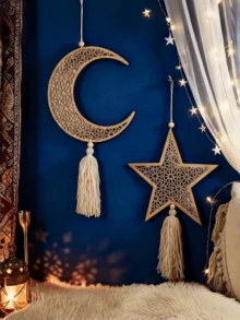 1/2Pcs Ramadan Eid Mubarak Wooden Lantern Pendant, Moon Star Hollowed Hanging Decor, Muslim Islamic Home Table Centerpiece For Eid Al-Fitr Al-Adha - one size fits all - View 3
