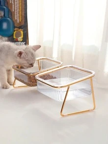Ergonomic Elevated Dual Bowl Pet Feeder Ceramic Stainless Steel Non Slip Base Dishwasher Cat Dog Food Water Set Stable Easy Clean - multicolor - View 2