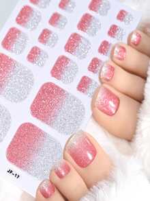 5 Sheets Toe Nail Stickers Self Adhesive Nail Art Decals Simple Style Solid Color Glitter Fast Easy Application Manicure Decor For Women Girls Party Daily Gift - Multicolor - View 5