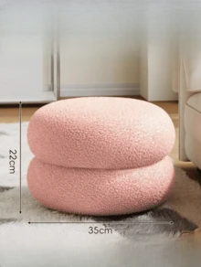 Modern Donut Ottoman Round Stool, Fleece Upholstered Vanity Stool, Soft Padded Footstool For Living Room & Bedroom - Multicolor - View 5