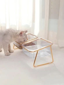 Ergonomic Elevated Dual Bowl Pet Feeder Ceramic Stainless Steel Non Slip Base Dishwasher Cat Dog Food Water Set Stable Easy Clean - multicolor - View 4