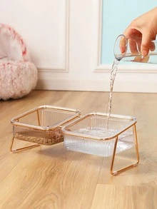 Ergonomic Elevated Dual Bowl Pet Feeder Ceramic Stainless Steel Non Slip Base Dishwasher Cat Dog Food Water Set Stable Easy Clean - multicolor - View 8