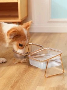 Ergonomic Elevated Dual Bowl Pet Feeder Ceramic Stainless Steel Non Slip Base Dishwasher Cat Dog Food Water Set Stable Easy Clean - multicolor - View 5
