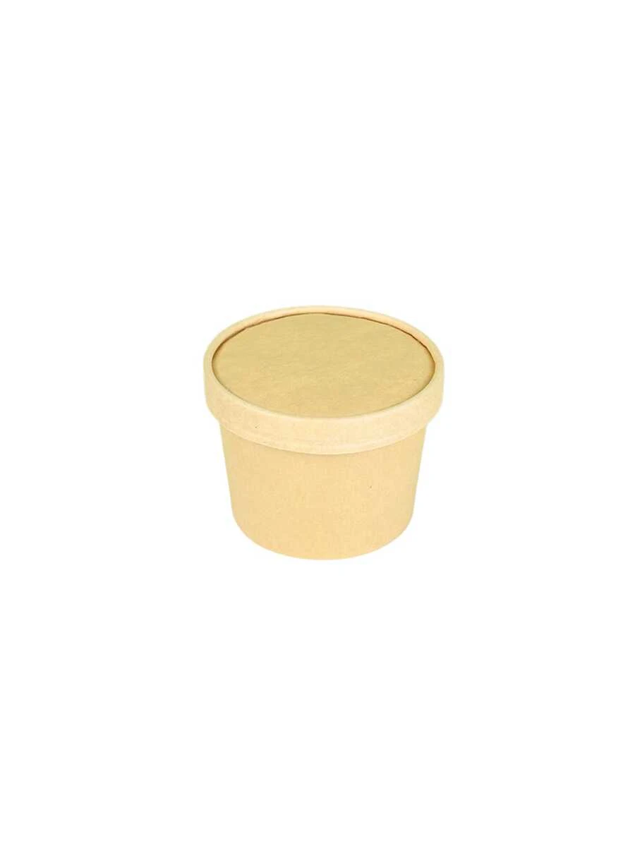 100/60/40/20个8盎司带盖纸汤碗,一次性纸质食品容器,牛皮纸甜点碗,冰淇淋容器碗,适用于微波炉和冰箱,可盛装热汤和冰淇淋 - 彩色 - 查看 1