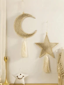 1/2Pcs Ramadan Eid Mubarak Wooden Lantern Pendant, Moon Star Hollowed Hanging Decor, Muslim Islamic Home Table Centerpiece For Eid Al-Fitr Al-Adha - one size fits all - View 2