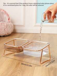 Ergonomic Elevated Dual Bowl Pet Feeder Ceramic Stainless Steel Non Slip Base Dishwasher Cat Dog Food Water Set Stable Easy Clean - multicolor - View 3