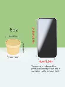 100/60/40/20个8盎司带盖纸汤碗，一次性纸质食品容器，牛皮纸甜点碗，冰淇淋容器碗，适用于微波炉和冰箱，可盛装热汤和冰淇淋 - 彩色 - 查看 2