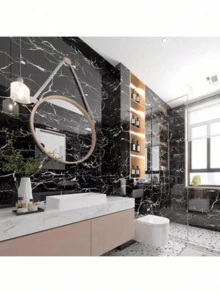 12PCS Peel And Stick Vinyl Floor Tiles Waterproof Easy Removable PVC Flooring White Marble Pattern Self Adhesive Floor Stickers For Bathroom Kitchen Bedroom Living Room Decor Wallpaper Home Improvement - multicolor - View 2