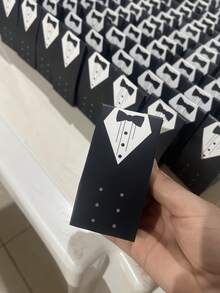 100pcs/200pcs Kotak Permen Souvenir Pernikahan, Wadah Berbentuk Gaun Tuxedo dengan Pita Satin untuk Hadiah Pesta Bridal Shower - satu ukuran cocok untuk semua - View 10