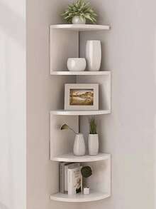 1pc Corner Shelf, Corner Protection Against Moisture, No Drilling Required, Wall-Mounted, Bedroom Wall Shelf, Corner Shelf, Kitchen Triangle Cabinet, Storage Rack. - Multicolor - View 2