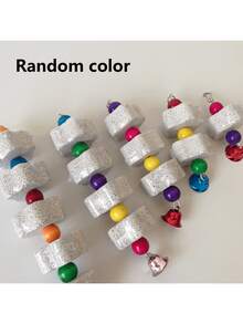 1pc Multi-Color Parrot Beak Grinding Calcium Stone With Bell Cage Toy, Floral Hanging Style Chew Toy, Suitable For Cockatiel, Lovebird, Parakeet, Hamster, Rabbit - Multicolor - View 4