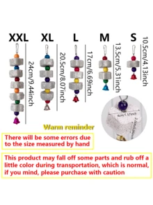 1pc Multi-Color Parrot Beak Grinding Calcium Stone With Bell Cage Toy, Floral Hanging Style Chew Toy, Suitable For Cockatiel, Lovebird, Parakeet, Hamster, Rabbit - Multicolor - View 3