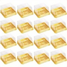 100/50 Cajas para tartas cuadradas con tapas transparentes, cajas de plástico para hornear, adecuadas para bodas, cumpleaños y panaderías, cajas desechables para postres, exhibición elegante, material duradero, para chefs profesionales - Multicolor - Ver 5