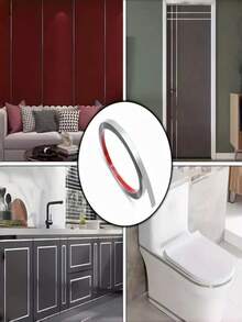 1 Roll 5M Stainless Steel Self-Adhesive Wall Edge Trim, Metal Decorative Strip, Drill-Free Flush Mount Decorative Molding, Suitable For TV Backdrop And Ceiling Decoration - multicolor - View 7