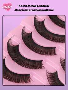 10 Pairs Fluffy Wispy Russian Strip Lashes - DD Curl Faux Mink Lashes Pack For Long-Lasting, Natural-Looking Eyelashes - Multicolor - View 5